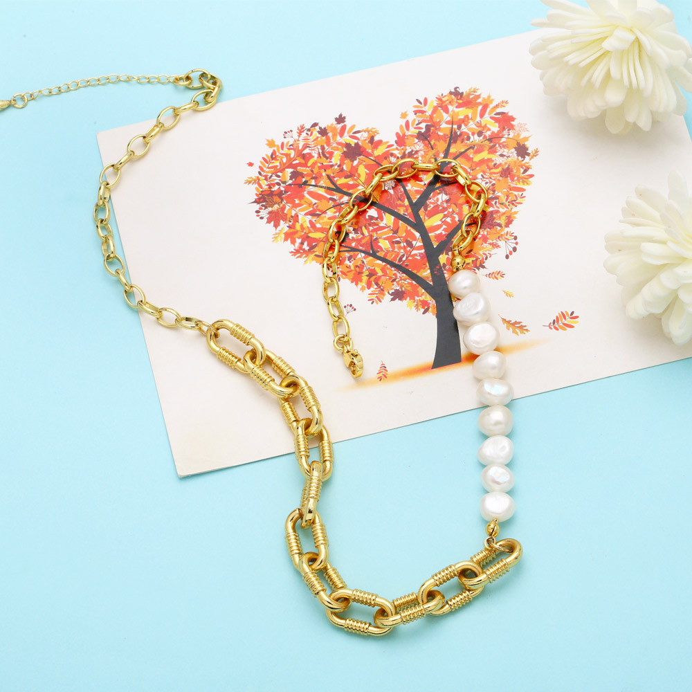 Fashion Solid Color Copper Pearl Plating Necklace 1 Piece