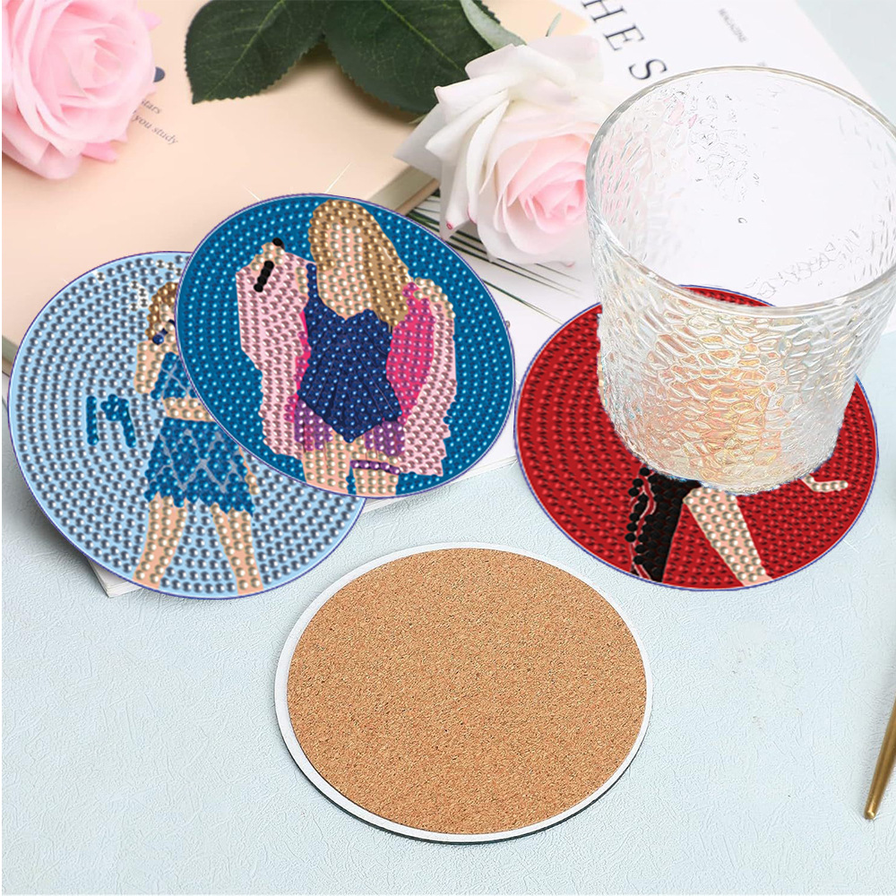 Transfronterizos diy pintura de diamantes almohadilla aislante Amazon Taylor concierto taza almohadilla acrílico redondo de diamantes brillantes hechos a mano