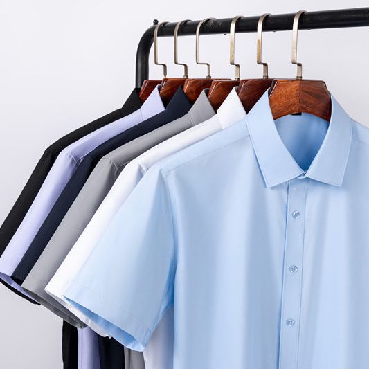 Modal Shirt Men's Short-Sleeved White Shirt Men's Shirt Cross-Border Dropshipping Slim Fit Men's Short-Sleeved Shirt