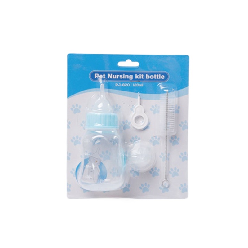 Botella de alimentación para mascotas transfronteriza 120ml doble pezón silicona gato y perro botella de alimentación suministros para mascotas en stock al por mayor