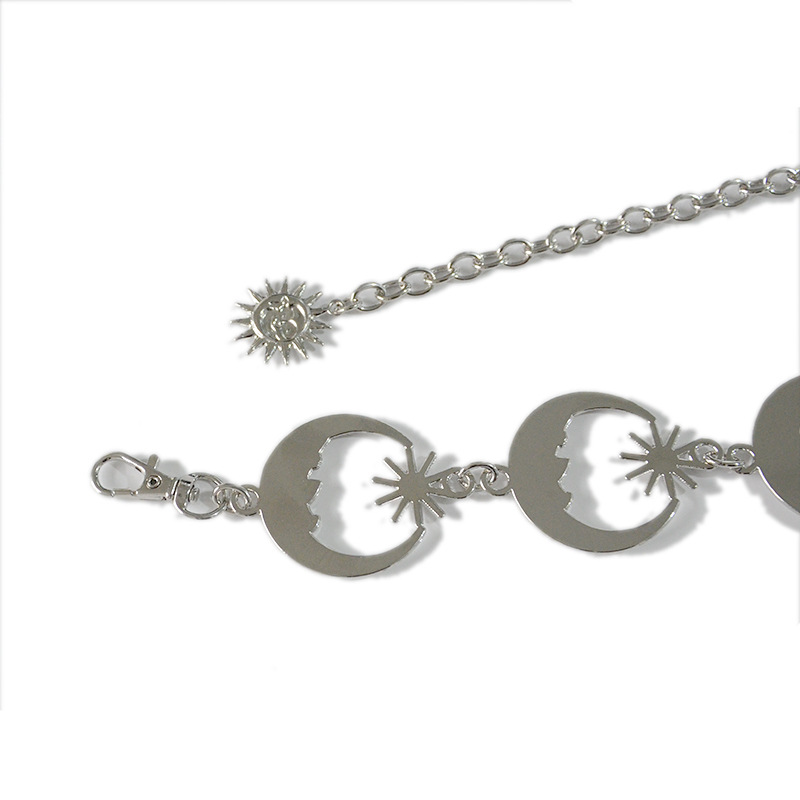 Estilo coreano nuevo cinturón de las mujeres señoras decoración casual sol y luna hebilla decorativa cadena metal cadena cintura con falda en stock