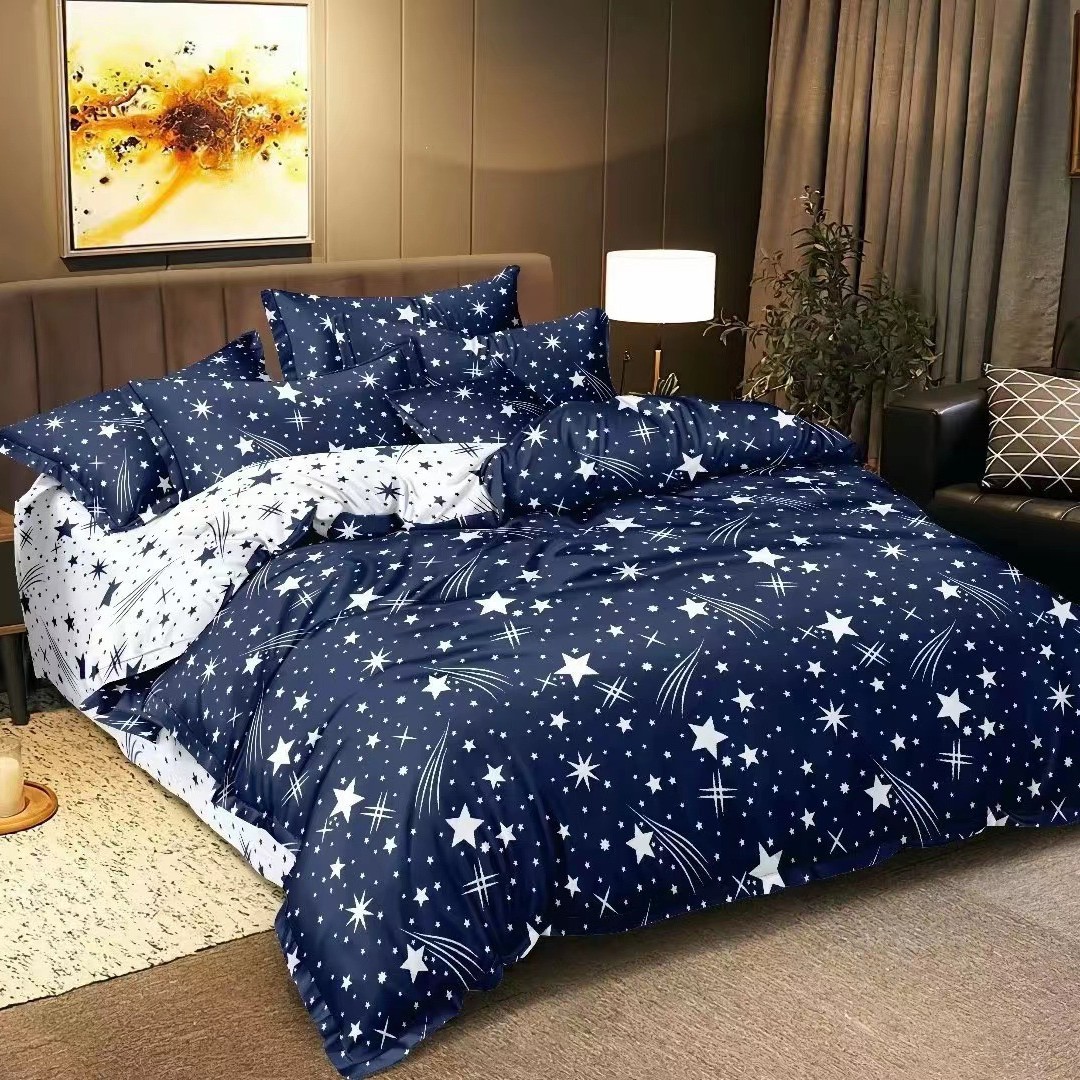 Foreign Trade Special for Cross-border Home Textile Three-piece Set Star Simple Double-sided Printed Quilt Cover Pillowcase Kit Bedding