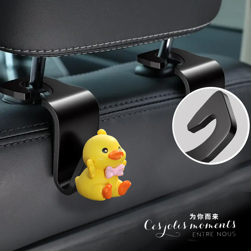 Gancho del asiento del patito amarillo de la celebridad de Internet Gancho pequeño del automóvil Gancho del automóvil Suministros de almacenamiento del automóvil Asiento trasero