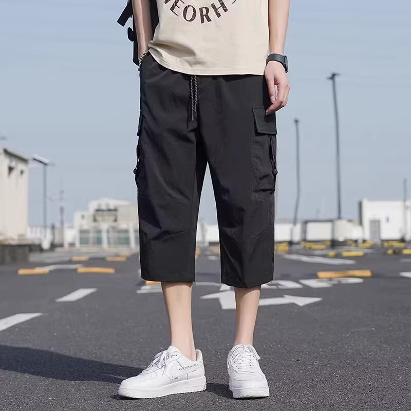 2025 New Summer Thin Trendy Men's Cargo Shorts for Outerwear, Loose Casual Trendy Brand Versatile Cropped Pants