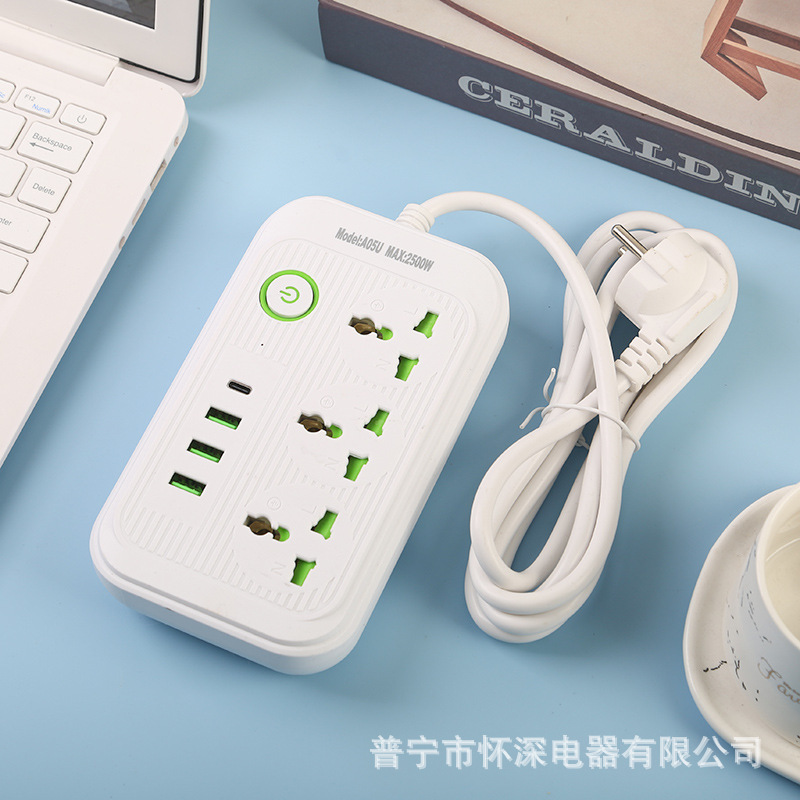 3USB + 1Type-c interfaz de carga con puerta de seguridad para niños con caja negra con caja blanca con estándar verde británico estándar europeo estándar americano