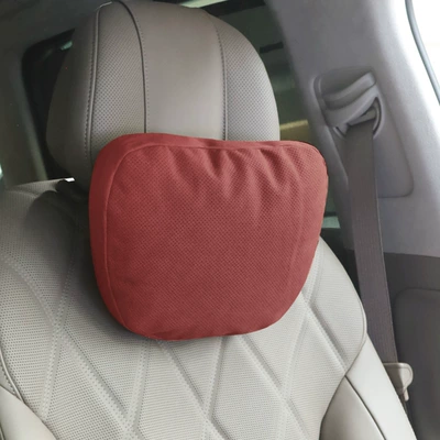 Headrest: Perforated and Breathable, Mercedes-Benz S-Class - perforated-volcanic-red-neck-pillow-biological-velvet
