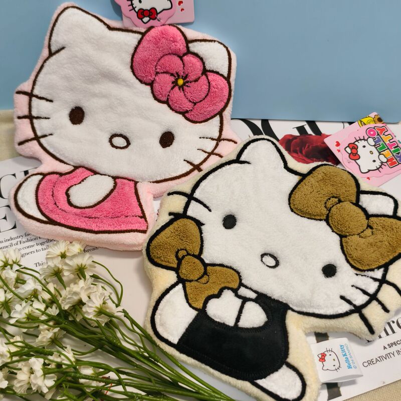 Sanrio Genuine Hellokitty Towel Cute Cartoon Towel Hanging Double Absorbent Coral Fleece