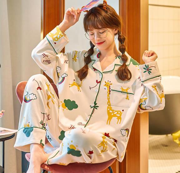 Pijamas de Primavera y Otoño para Mujer, Estilo 2025, Conjunto de Dos Piezas de Manga Larga, Talla Grande, Informal, Bonito, Conjunto para Estar en Casa en Otoño e Invierno