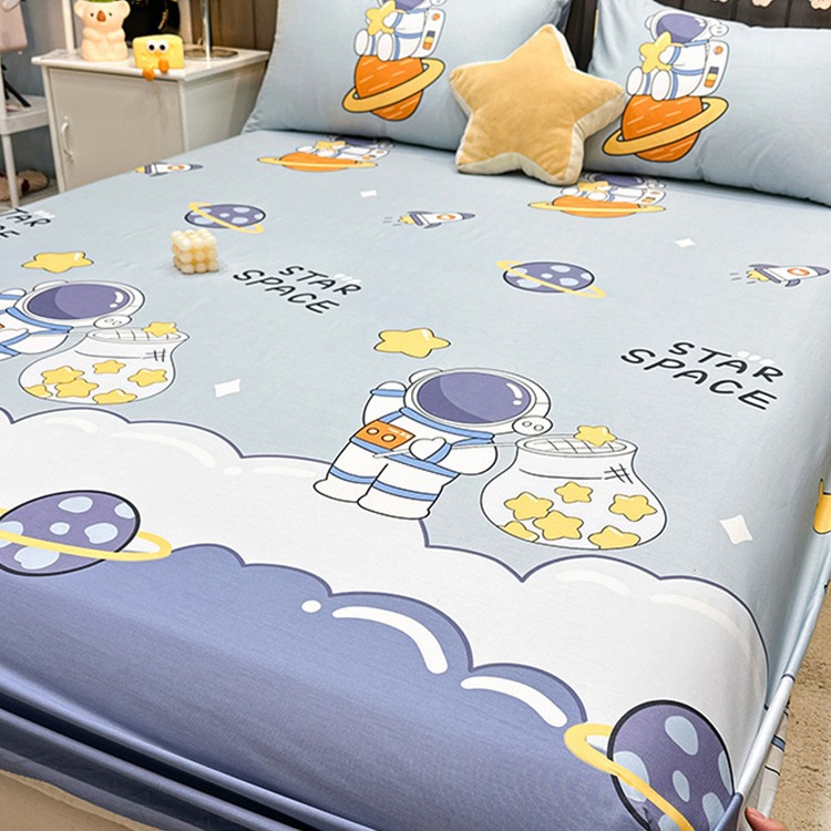 Pure Cotton Bed Cover One-Piece All-Cotton Bed Cover Simmons Mattress Cover Protective Cover Children's Anti-Slip Pillowcase Bed Sheet Three-Piece Set