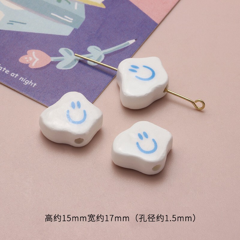 【小清新系】日系セラミックブルーシリーズ散珠DIY手作りビーズネックレスブレスレット隔珠材料|undefined