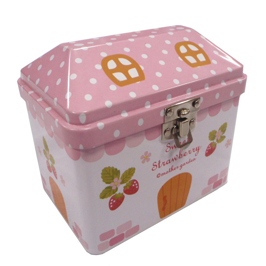 供应屋形铁盒 锁牌存钱罐 马口铁罐 房子罐 异型罐 包装礼品罐