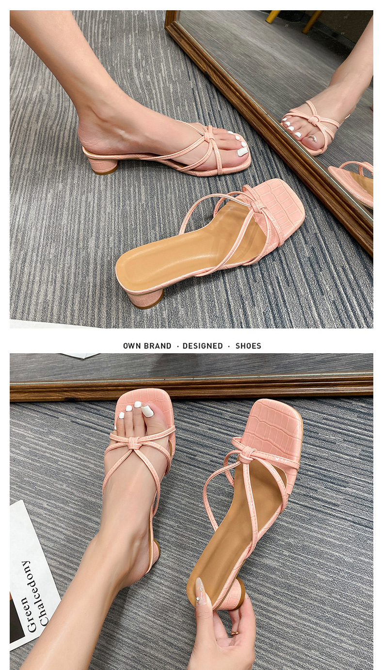 New Women's Elegant Low Heel Sandals Square Toe Plus Size Chunky Heel Summer Wear Fairy Style_vogvips.com