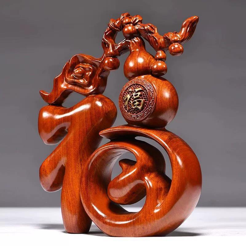 Красные украшения удачи, палисандр, подарки на день рождения для старших, резьба по твердой древесине, пять благословений, поделки из тыквы.