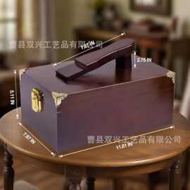 跨境木质擦皮鞋工具放置盒盖子鞋油盒靴鞋护理存储盒存放置物架