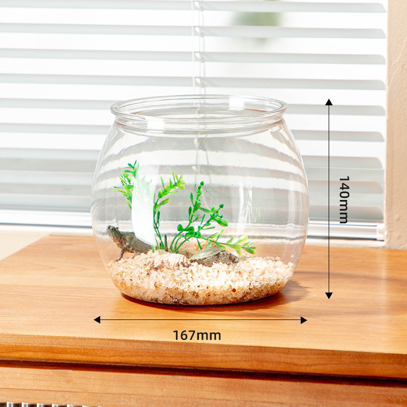 円形水槽プラスチック家庭用客間オフィス成形デスクトップ小型造景生態金魚微景観透明|undefined