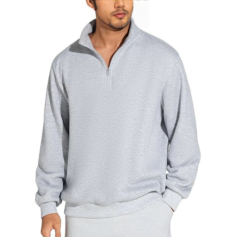 Men's Quarter-Zip Stand Collar Sweatshirt Casual Long Sleeve Men's Winter Autumn Warm Top