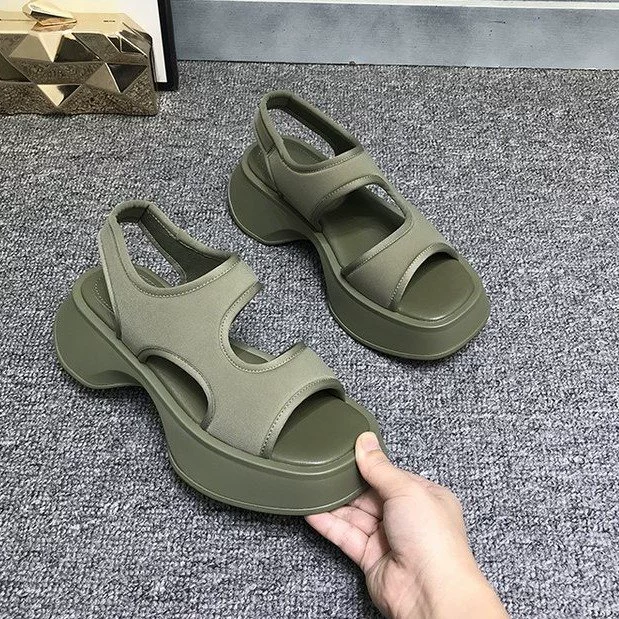 Спортивные сандалии на толстой подошве женская летняя новая мягкая подошва повседневные ножки свободно эластичная ткань римские сандалии