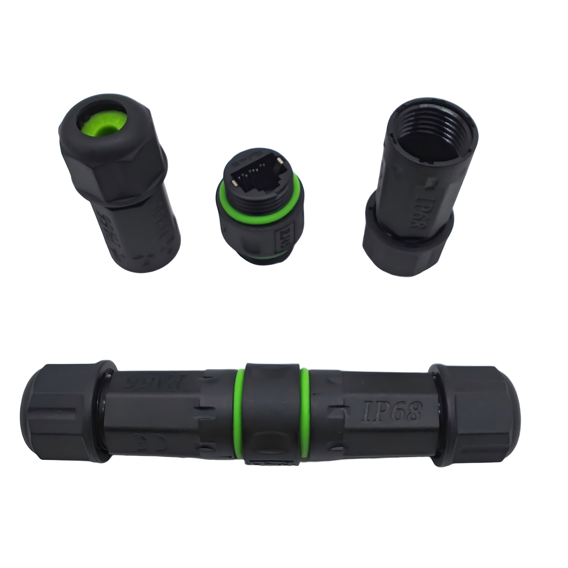 IP68��ҵ��ˮǧ���������߶Խ�ֱͨrj45ת��ͷ������POE�ӳ���