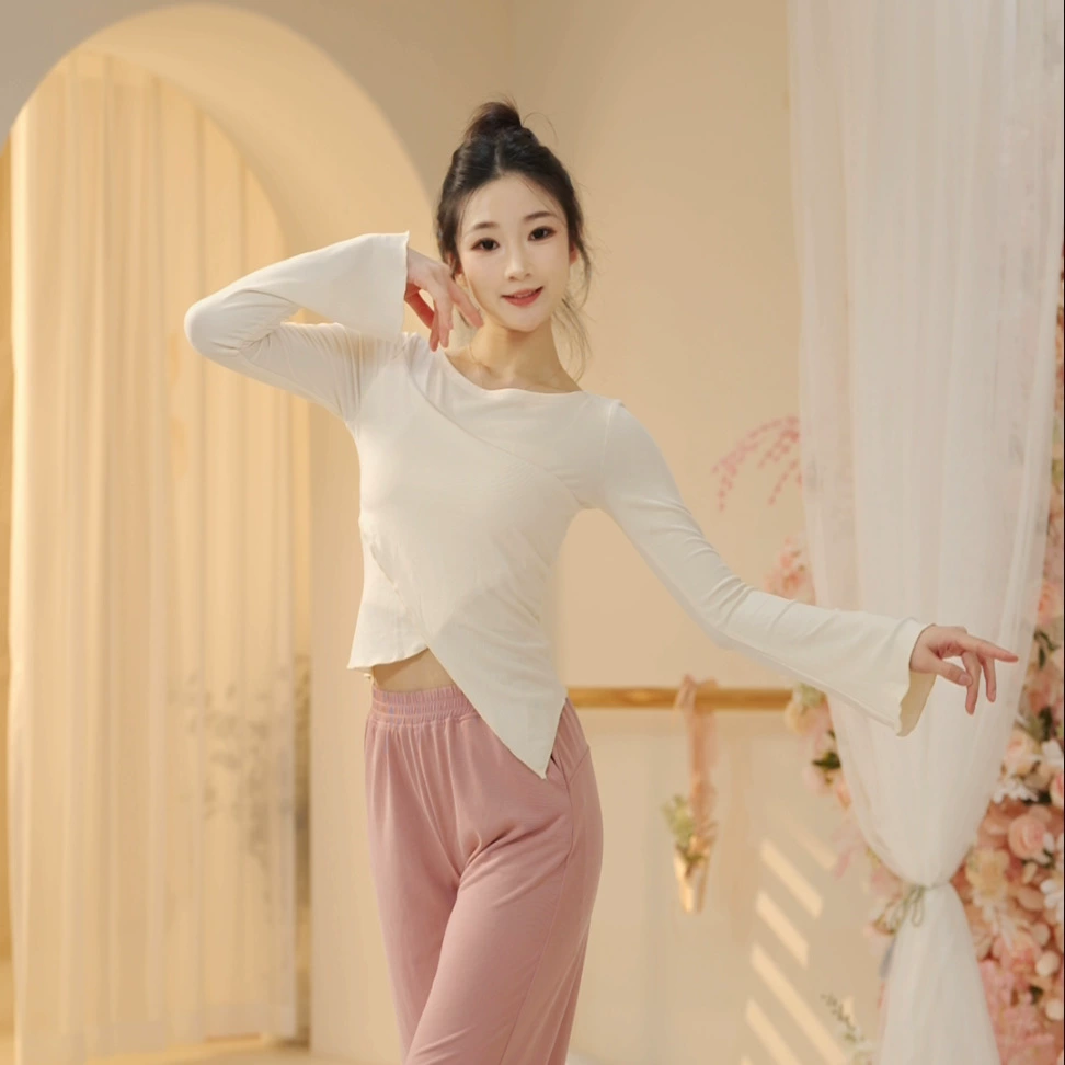Танцевальная одежда Практическая одежда Женский Топ для китайских танцев с нерегулярным подолом Узкая Классическая танцевальная одежда Осенне-зимняя одежда для современных танцев