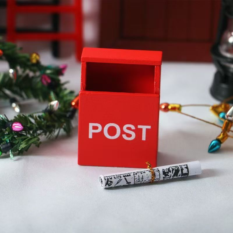 1:12Dollhouse娃娃屋迷你红色信箱 迷你袖珍邮箱微缩场景装饰配件