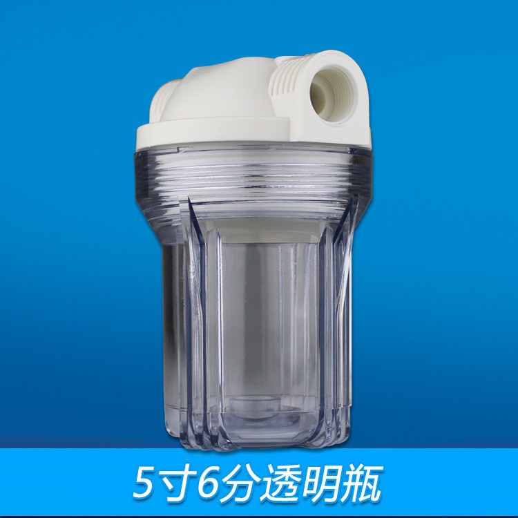 Botella de filtro transparente de 10 pulgadas 6 puntos engrosada a prueba de explosiones PP cartucho de filtro blanco purificador de agua accesorios 3/4 interfaz filtro de 5 pulgadas