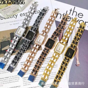 Internet Celebrity's Same Style Small Fragrant Woven Strap Medieval Sugar Cube Rose Gold Retro Square Shell Dial Women's Watch