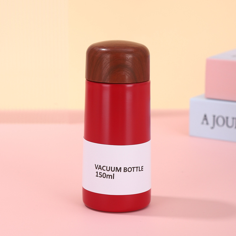 新しいアイデア木目カバー304ステンレス二重保温カップお茶漏れ付きストレートカップ携帯小型ポケットカップ|undefined