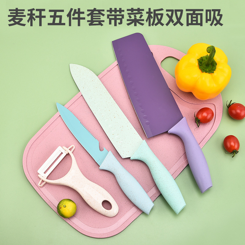 Embalaje de tarjetas de absorción de color de doble cara de fábrica con paleta de cinco piezas de paleta de cocina conjunto de herramientas de acero inoxidable