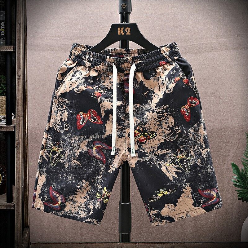 Summer Loose Men's Thin Shorts Retro Trendy Casual Printed Beach Shorts Chinese Style Knee-Length Shorts Summer Loose Men's Thin Shorts Retro Trendy Casual Printed Beach Shorts Chinese Style Knee-Length Shorts