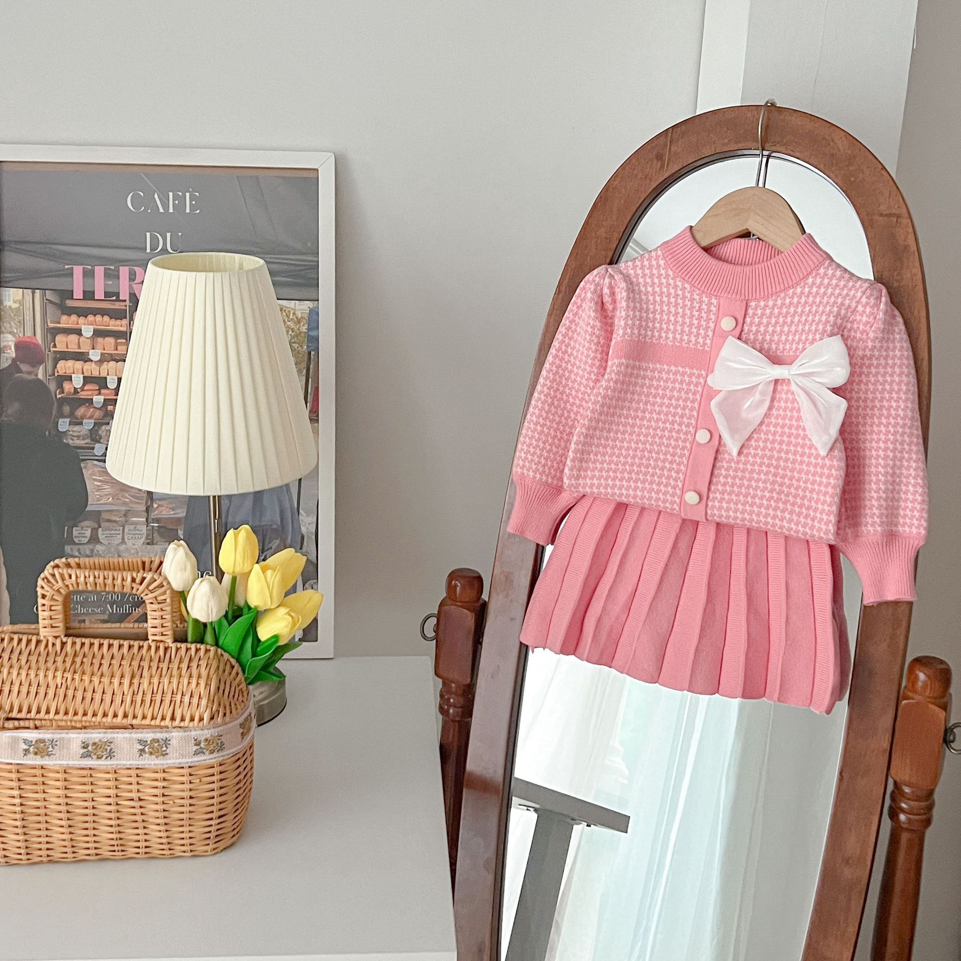 JINYONG 2024 New Autumn and Winter Knitted Girl's Small Fragrant Style Set Skirt_voghion.com