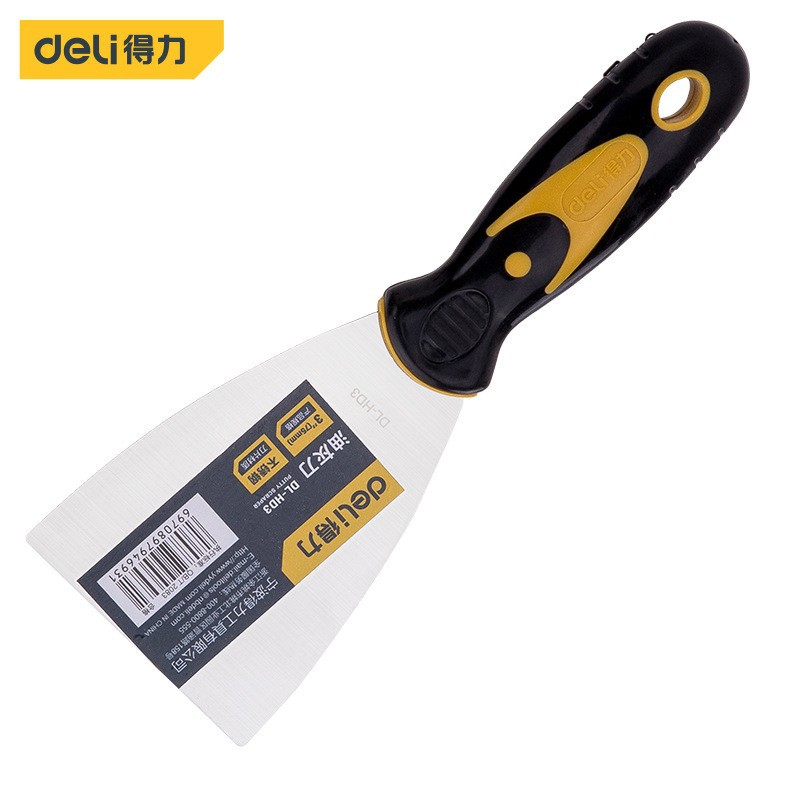 得力油灰刀铲刀抹泥刀刮污刀2寸3寸4抹泥刀腻子刀防水防锈不锈钢