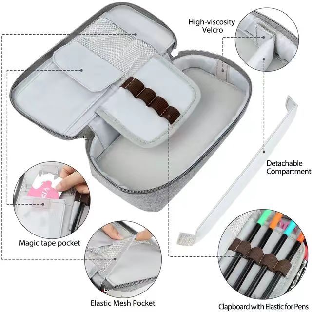 (Wholesale), capacious pencil case, school stationery with zipper, storage bag, polyester 3