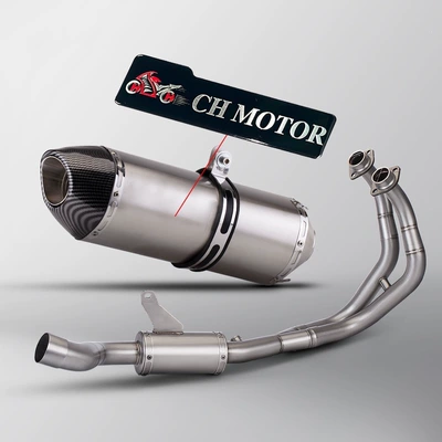 Stainless steel front and tail section set, custom-made for specific vehicles, 2021-2023 model R7 motorcycle modified exhaust pipe (Exhaust pipe) - titanium-colored-imitation-carbon-fiber-exhaust-system