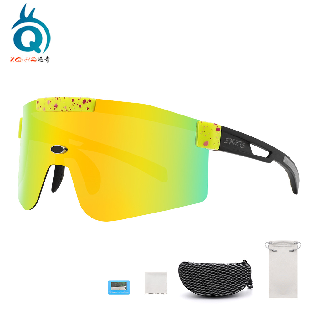 형광 옐로우 프레임/블루 도트/편광 컬러풀 오렌지