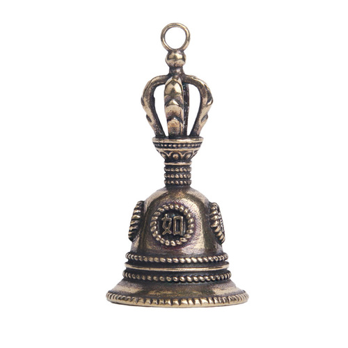 Retro brass Tibetan hand-cranked Vajra bell keychain pendant auspicious wishful copper bell wind chime small copper wholesale