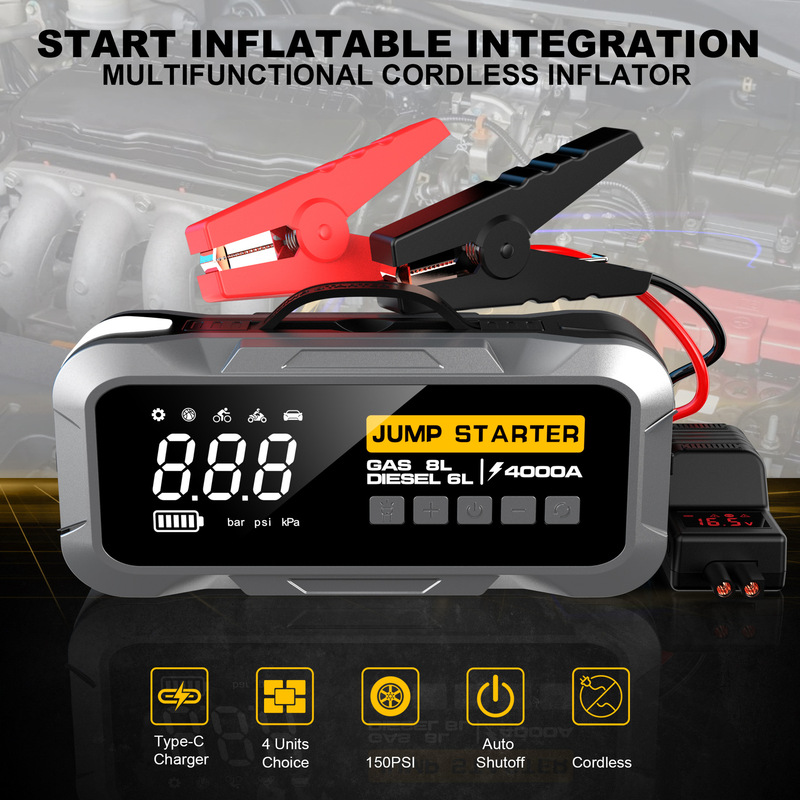 Factory Private Model Car Emergency Starting Power Supply and Inflator All-In-One Device, Battery-Powered Car Power Supply, 22-Cylinder Air Pump