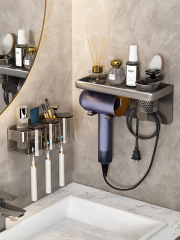 免打孔衛生間電吹風廁所支架放置洗手間浴室收納吹風機置物架