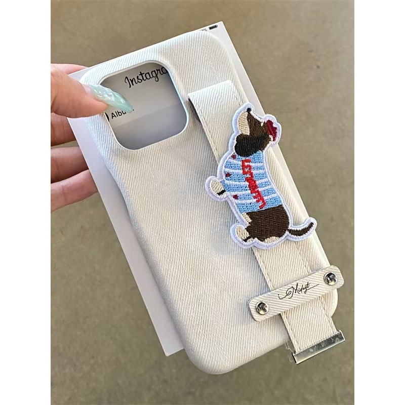 Ins nueva pulsera de perro salchicha de color sólido para iPhone 15ProMax funda para teléfono móvil 14 Apple 13Pro Mujer 12