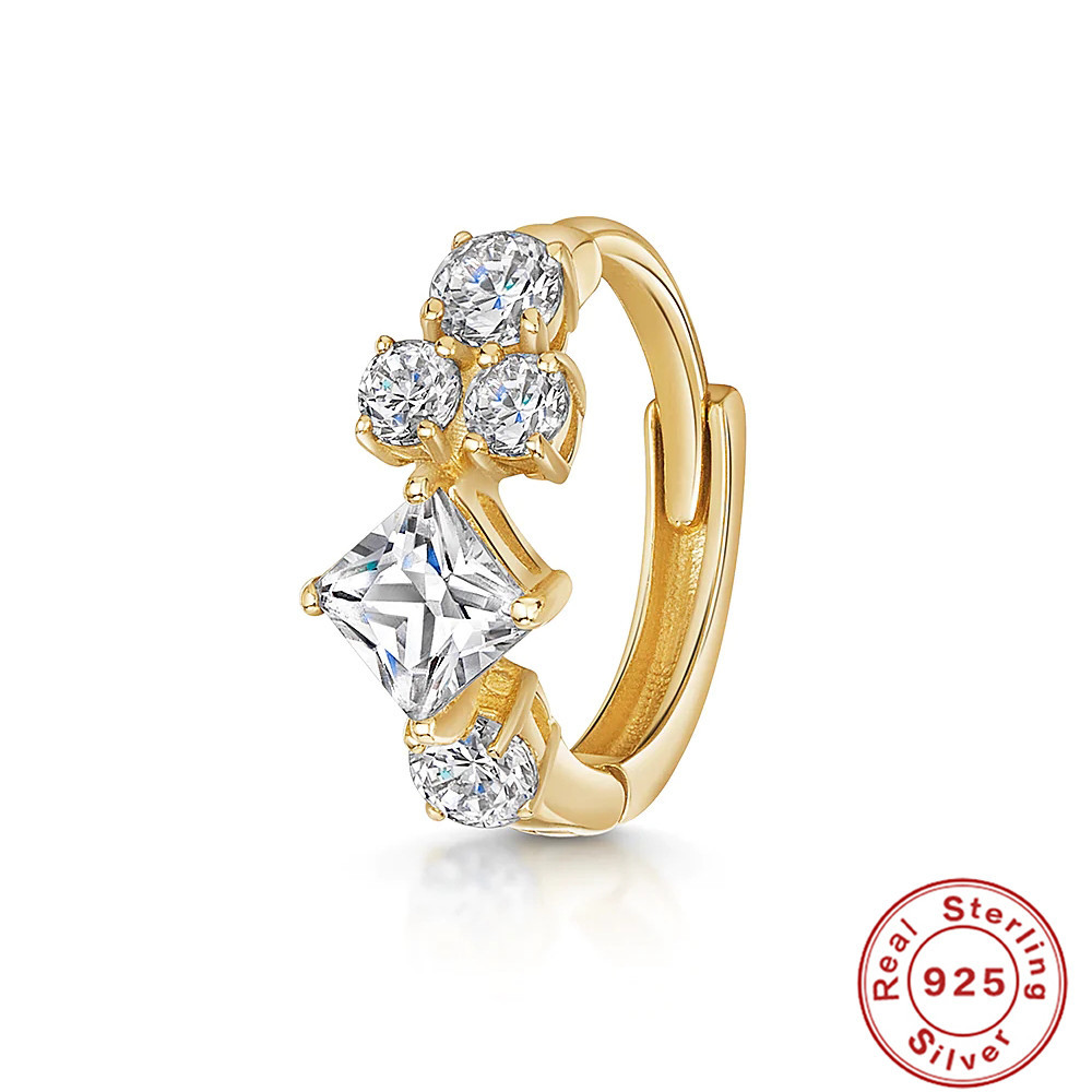Women'S Gender 1 Piece 925 Sterling Silver Zircon Irregular Hoop Earrings