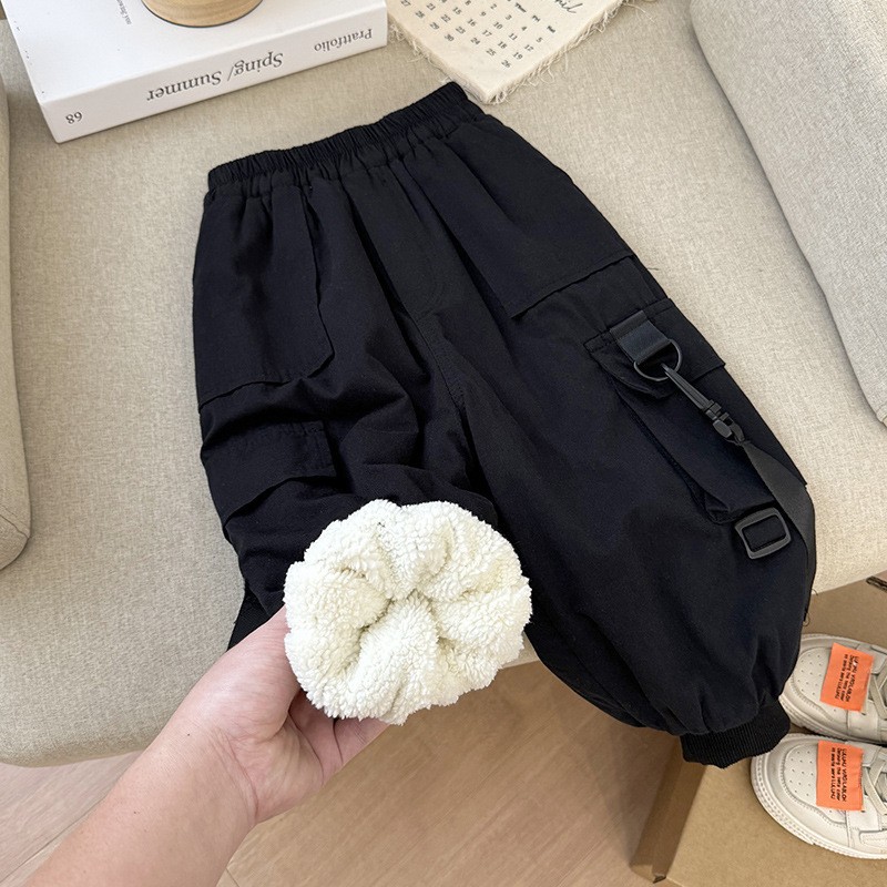 Pantalones Cargo para Niños, Otoño e Invierno 2025, Nuevos Pantalones Jogger con Forro Polar, Pantalones Largos Cálidos, Pantalones Infantiles Elegantes y Modernos