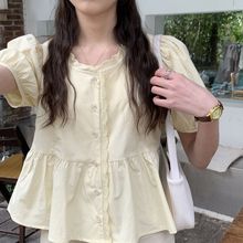减龄娃娃衫上衣2024韩版新款甜美泡泡袖衬衫夏季女装