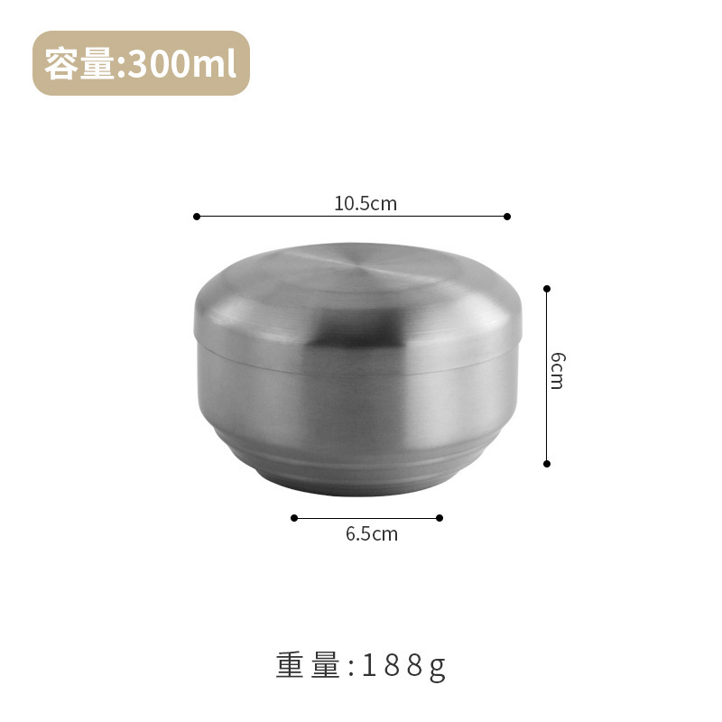 韩式不锈钢带盖米饭碗汤碗304加厚小碗防烫金色双层隔热泡菜碗|undefined