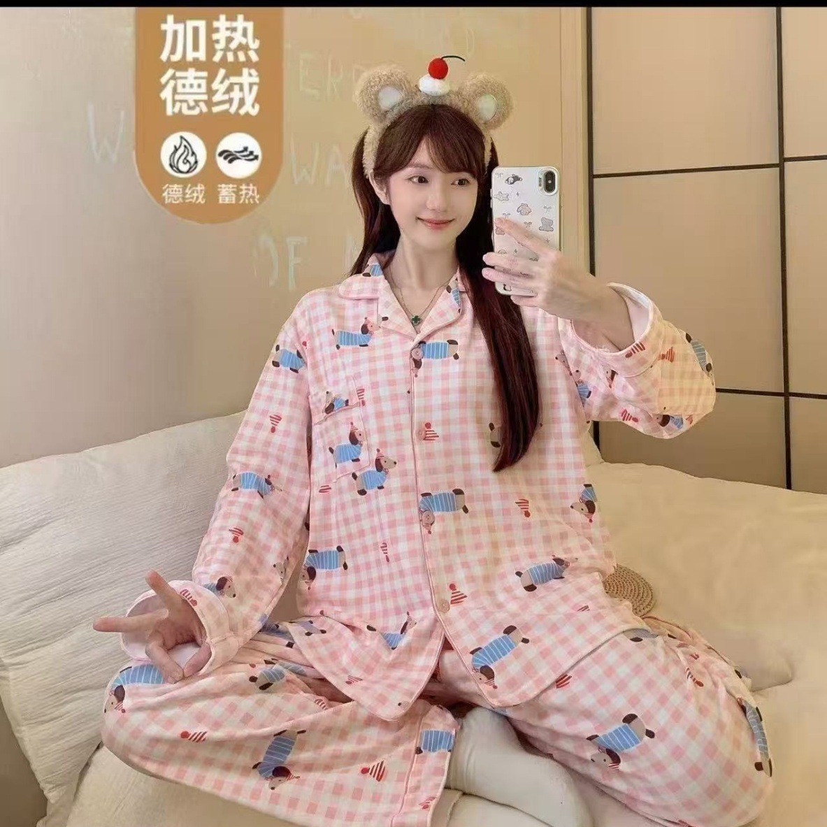 Al por mayor transfronterizo explosión de invierno de ternilla pijama caliente de manga larga de mujeres cardigans con la solapa ropa de hogar gruesa ropa exterior