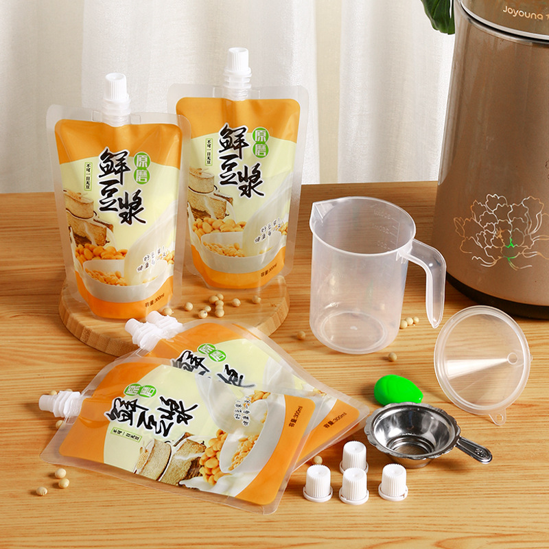 豆浆吸嘴袋一次性便携豆浆袋早餐外卖豆浆袋透明自立吸嘴袋批发