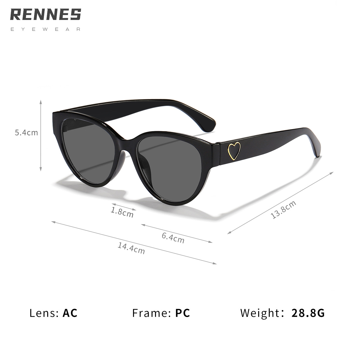 Nuevo de gama alta amor retro ojo de gato celebridad de Internet gafas de moda todo-fósforo UV a prueba de gafas de sol