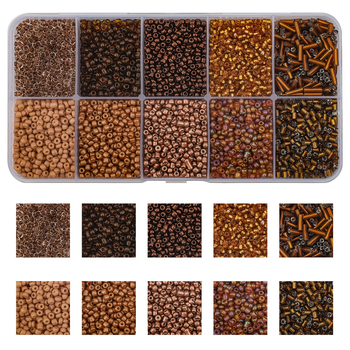 Cuentas de arroz 10 cuadrícula multicolor caja clásica de cuentas sueltas sequinilla pulsera pendientes DIY accesorios joyería al por mayor