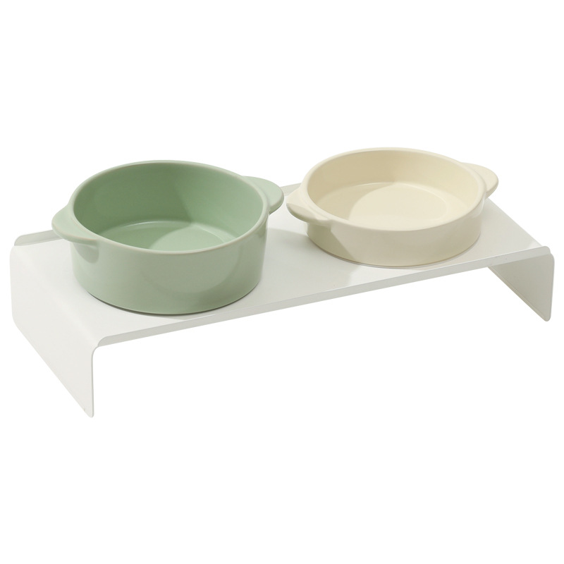 Corea del Sur ins cerámica cervical soporte perro tazón gato tazón doble oreja tazón gato tazón de comida para gatos tazón perro tazón para mascotas tazón para beber con estante de tazón