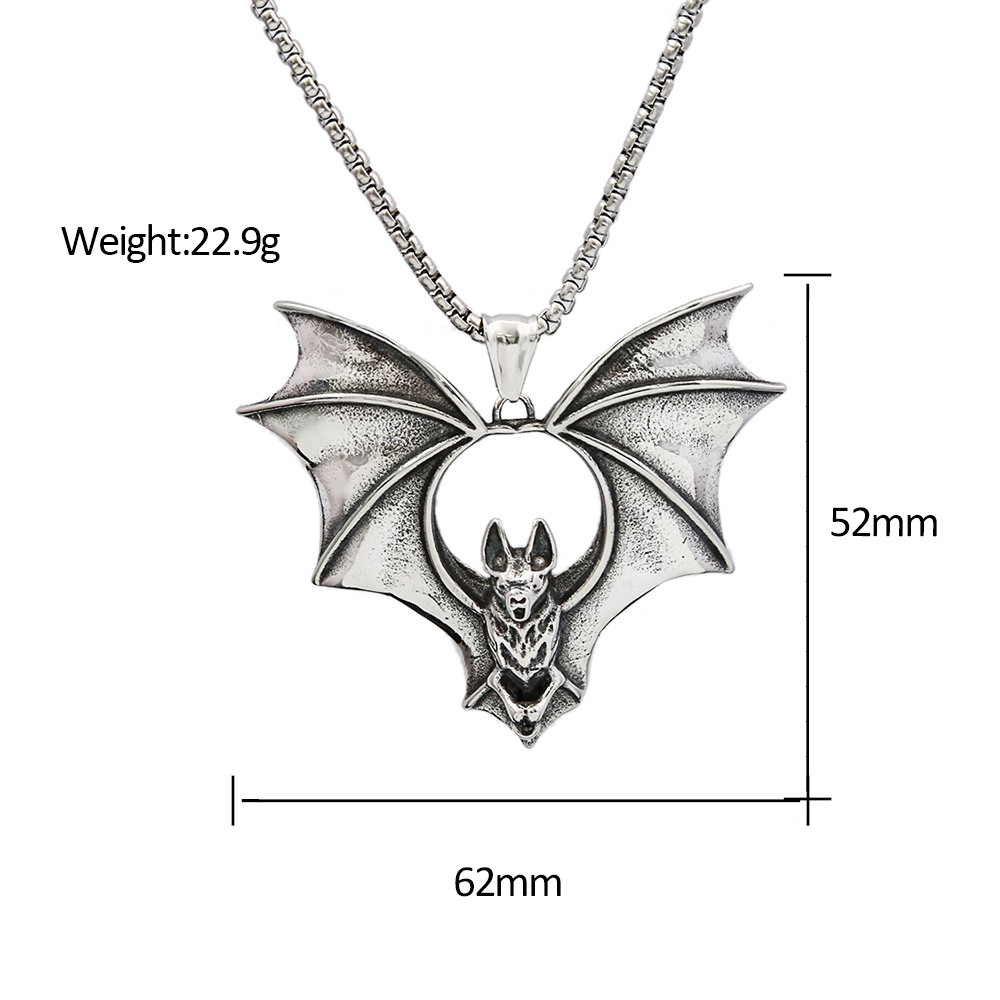 Bat Pendant Necklace For Men In Titanium Steel Gothic Style_voghion.com