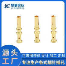 定制非标压线式片簧公母插针插孔 铜镀金充电针大电流插针圆pin针