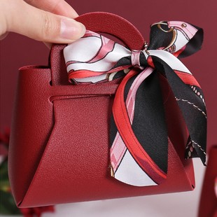 Modern Simple PU Leather Makeup Storage Bag High Sense Leather Gift Bag Bridesmaid Wedding Candy Box Wholesale